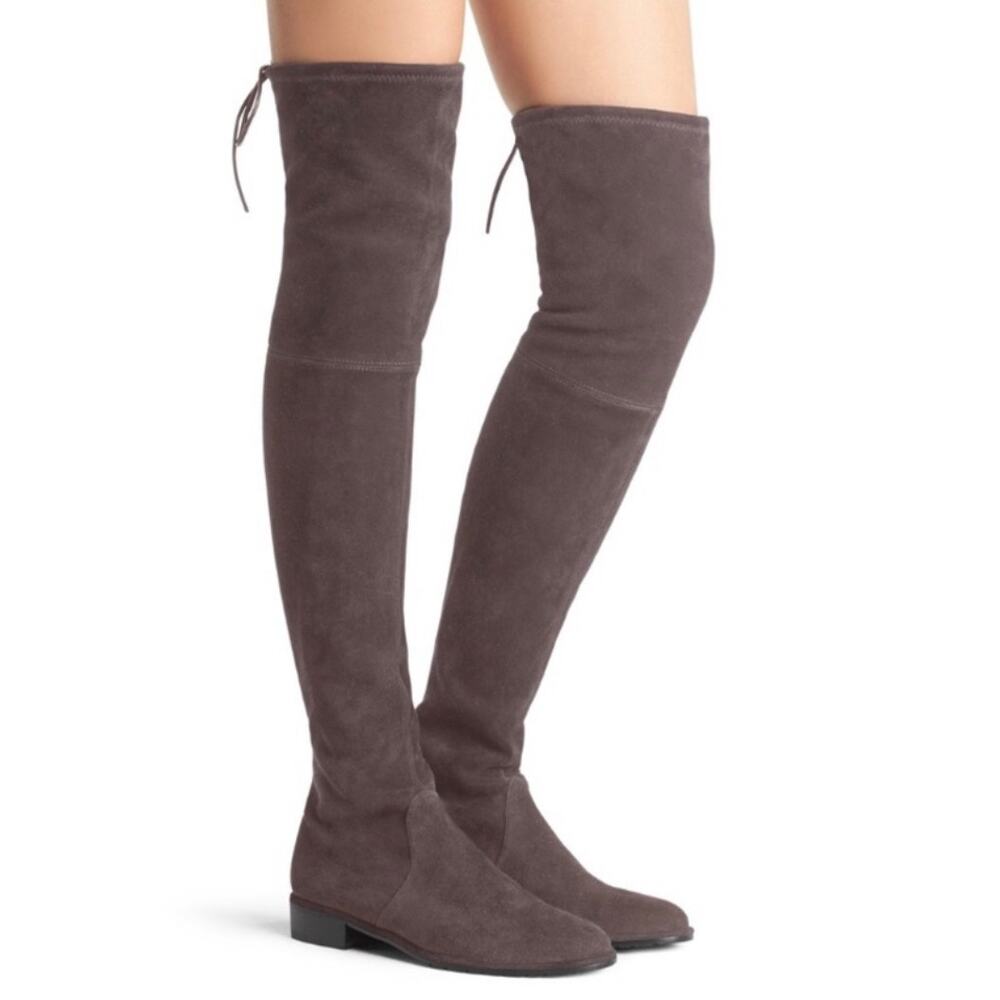 Stuart Weitzman Lowland Bold Boot Over The Knee High Boots Suede Block Heel Flat